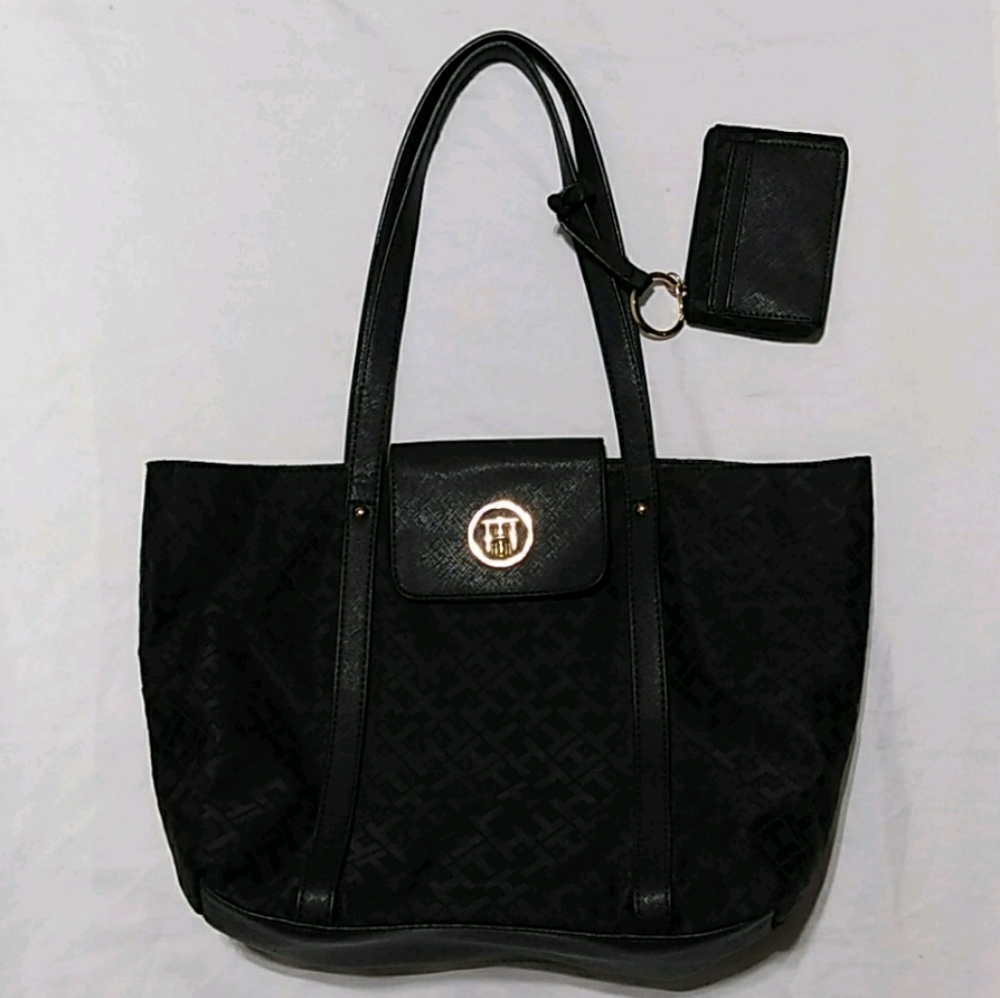 Tommy Hilfiger Monogram Canvas Tote + Change Purse - Picture 2 of 16